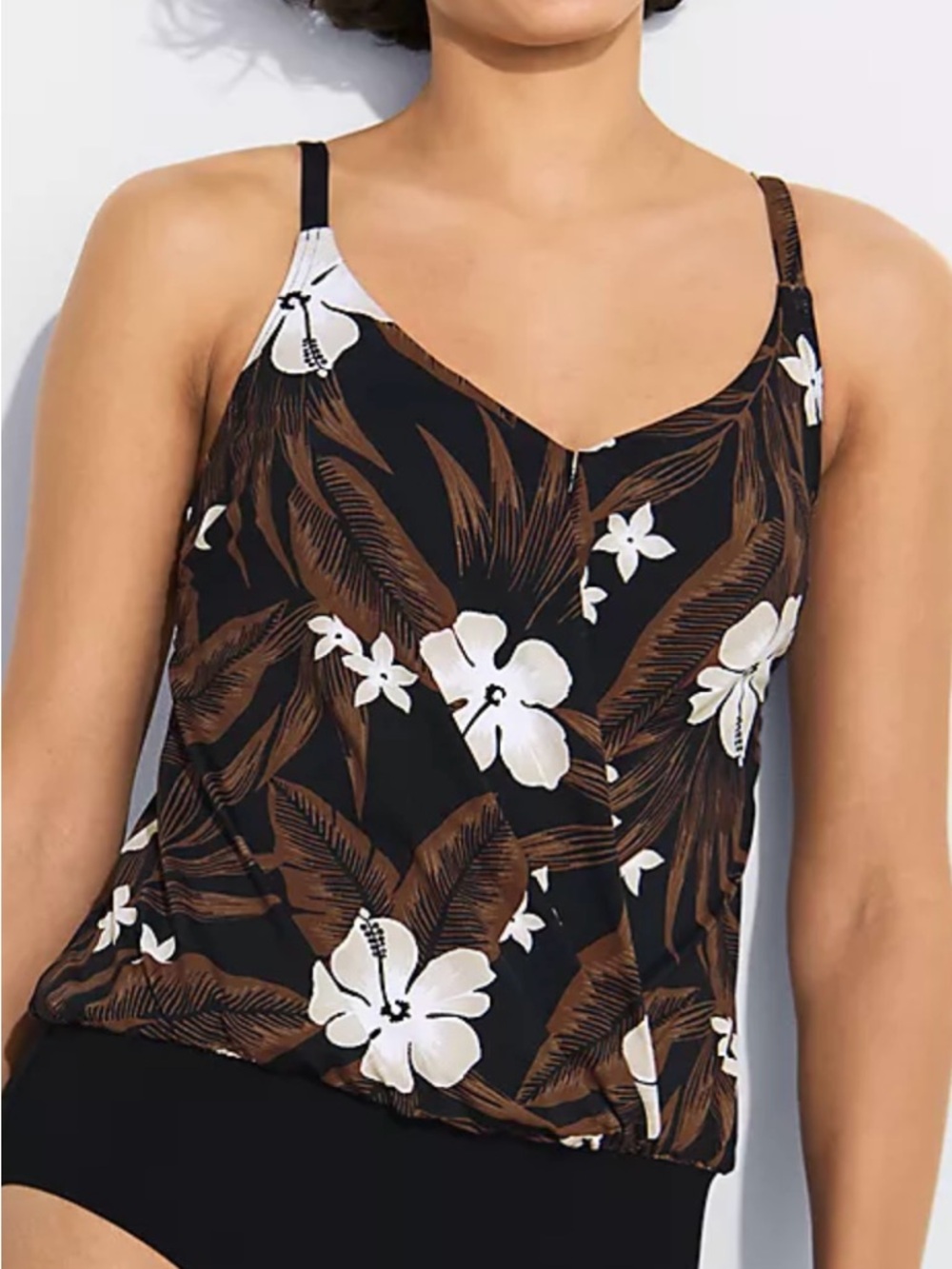 Lands' End Women's Smoothing Control Blouson Fauxkini One Piece Swimsuit NWT